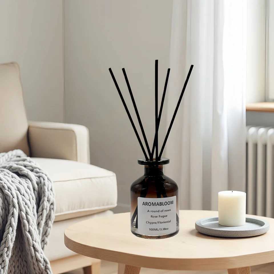 Reed Diffuser Set Gradient Color Glass Fragrance Bottle with Diffuser Sticks Beautiful Home Decoration for Aromatherapy in Living Room and Bedroom 5 P