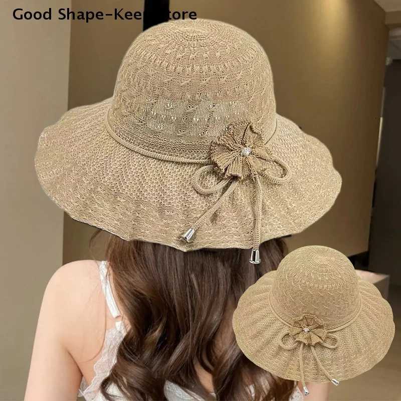 Fashion Casual Wide Brim UV Protection Straw Hat Breathable Beach Cap Bucket Hat Summer Sun Hat H260317 - view 3