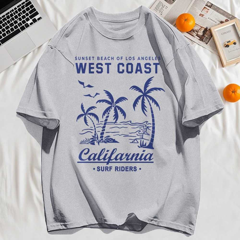 WEST Califarnia Mens T Shirt Loose Casual Cotton Tee Shirt All-Match Hip Hop Short SLeeve Summer Soft Streetwear M260317