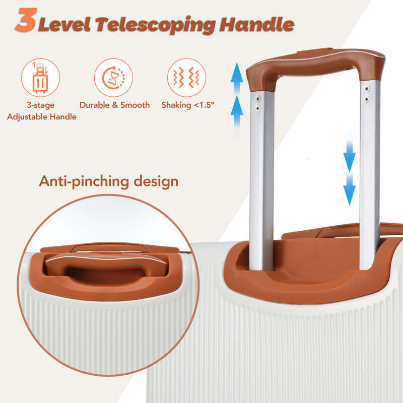 Hardshell Luggage Set 3-Piece, 20 Inch Carry-On Suitcase with Spinner Wheels TSA Lock, Lightweight Durable ABS for Travel Business, Cream