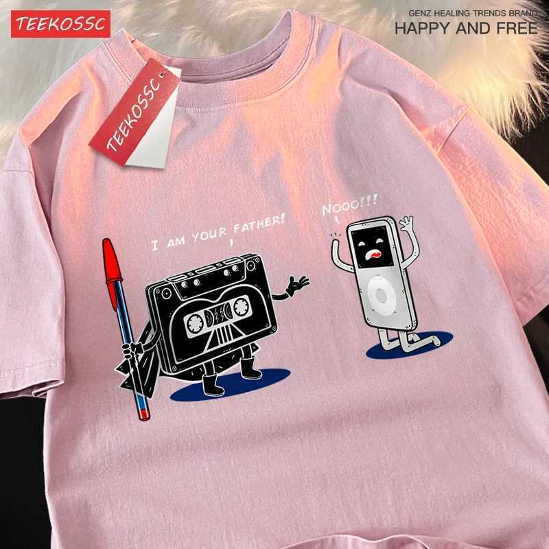 Fun Cassette Tape I Am Your Father Male Clothes Hip Hop Oversize T-Shirts Summer Casual Short Sleeve Cotton Loose Street T Shirt M260317