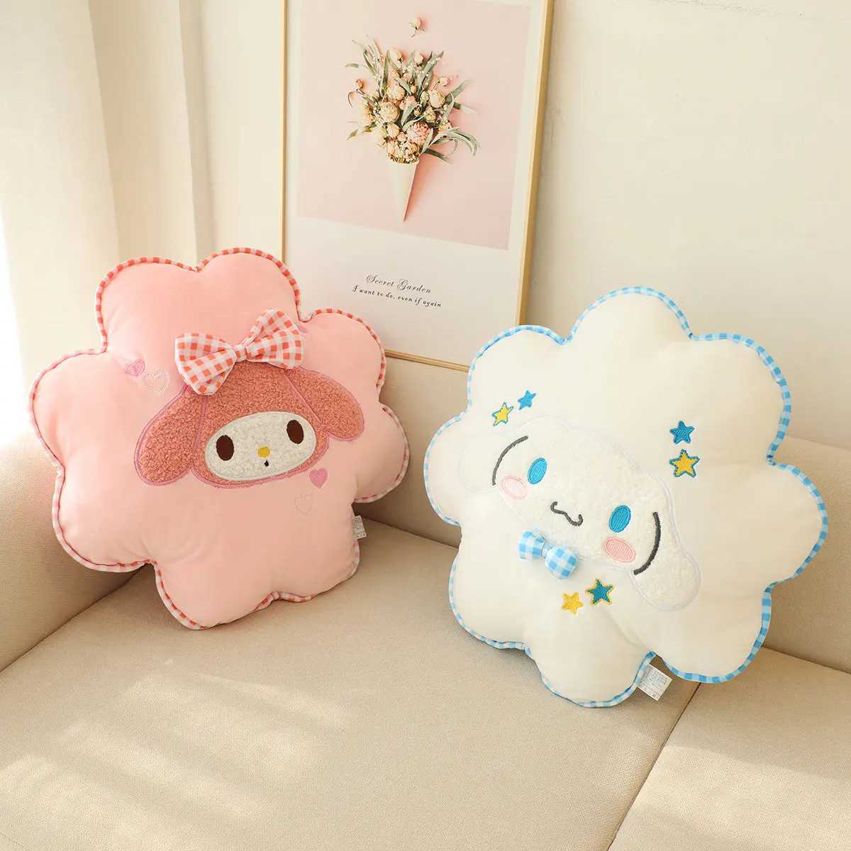 Kuromi My Melody Flower Back Cushion Japanese Style Lumbar Support Cushion Cinnamoroll Throw Pillow Sofa Bed Gifts Girl D260317