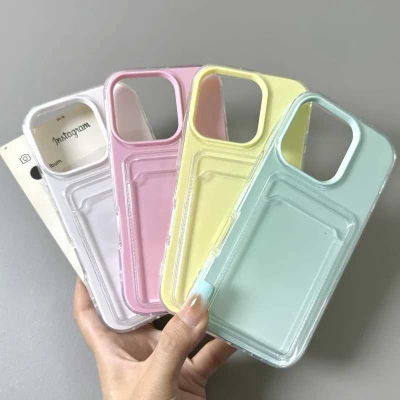 Luxury Clear Card Slot Holder Phone Case for iPhone 16 15 14 11 13 12 Pro Max Wallet 2 in1 Soft Protector Shockproof Candy Cover C260314