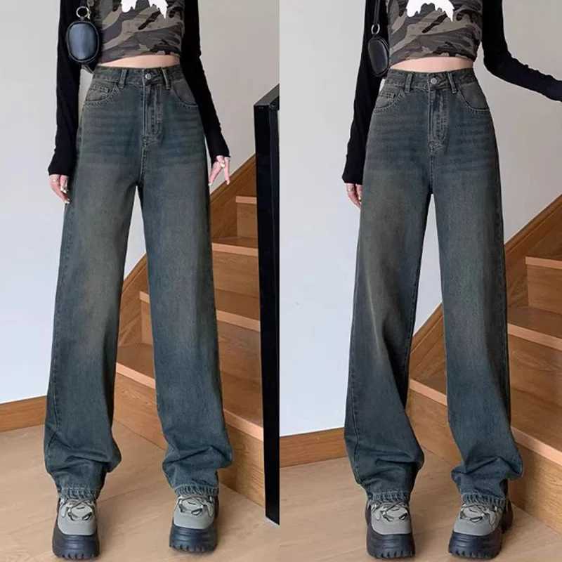 Female Thin High Waist Straight Leg Jeans s Classic Vintage Solid Baggy Denim Trousers New Lady Fashion Casual Pants M260317