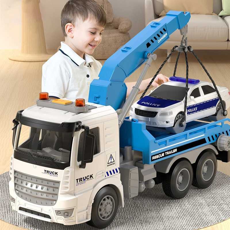 Large Inertia Trailer Toys Road Transport Crane Engineering Model Childrens Educational Sound And Light Toy Car Gift Boys Toys D260317