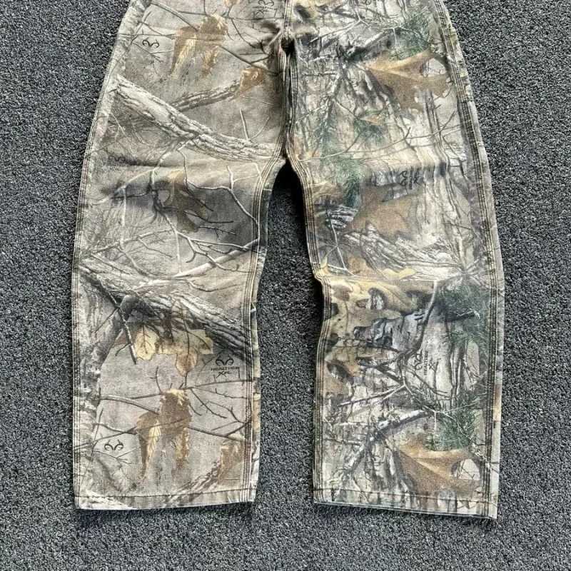 Mens Tree Branch Camouflage Jeans American Style Y2K Wide Leg Retro Loose Fashion Trend Street Straight Jeans Camo Pants Y2KT260316