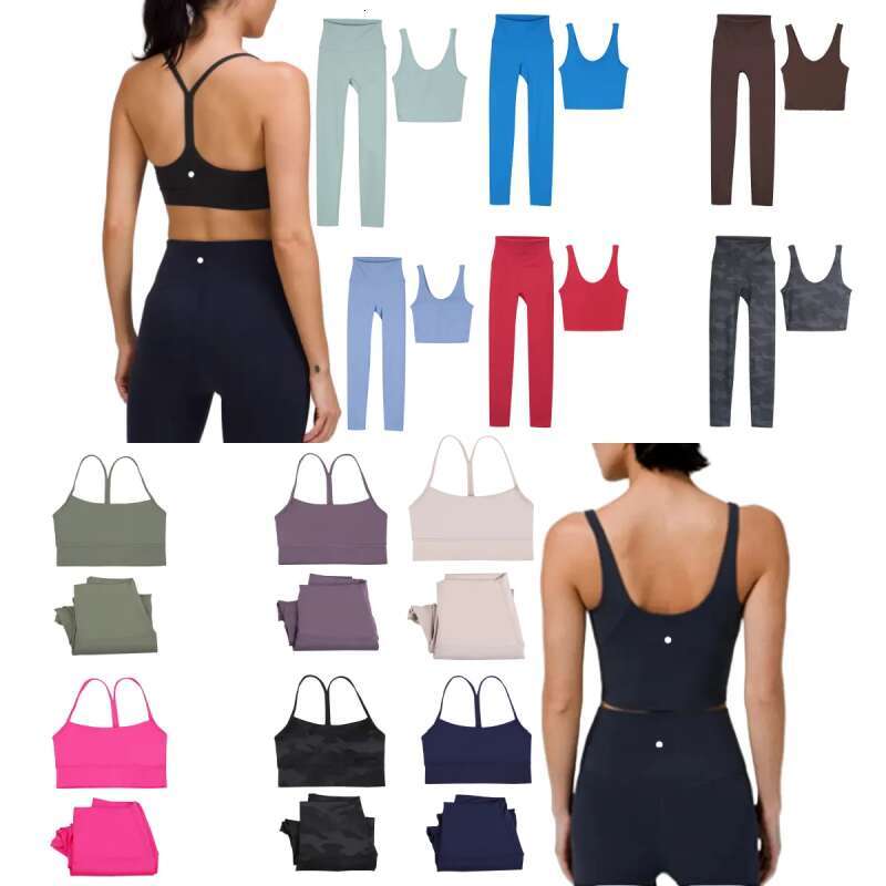 yoga sets Women Workout Yoga Sets Sport Bras Pants Y-Shape U-Shape Bra Fitness High Waist Align Leggings Running Sports Clothes 2 Pieces Set