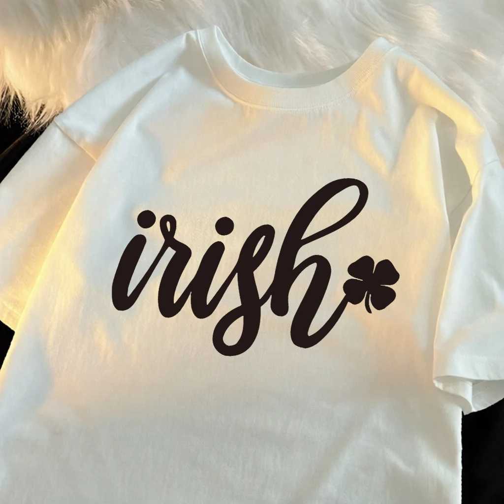 Irish Script Prints Man Beach Sport T-Shirt Cotton Comfortable Tops Trendy O-Neck T Shirt Hip Hop Loose Clothes Daily Casual Tee M260317