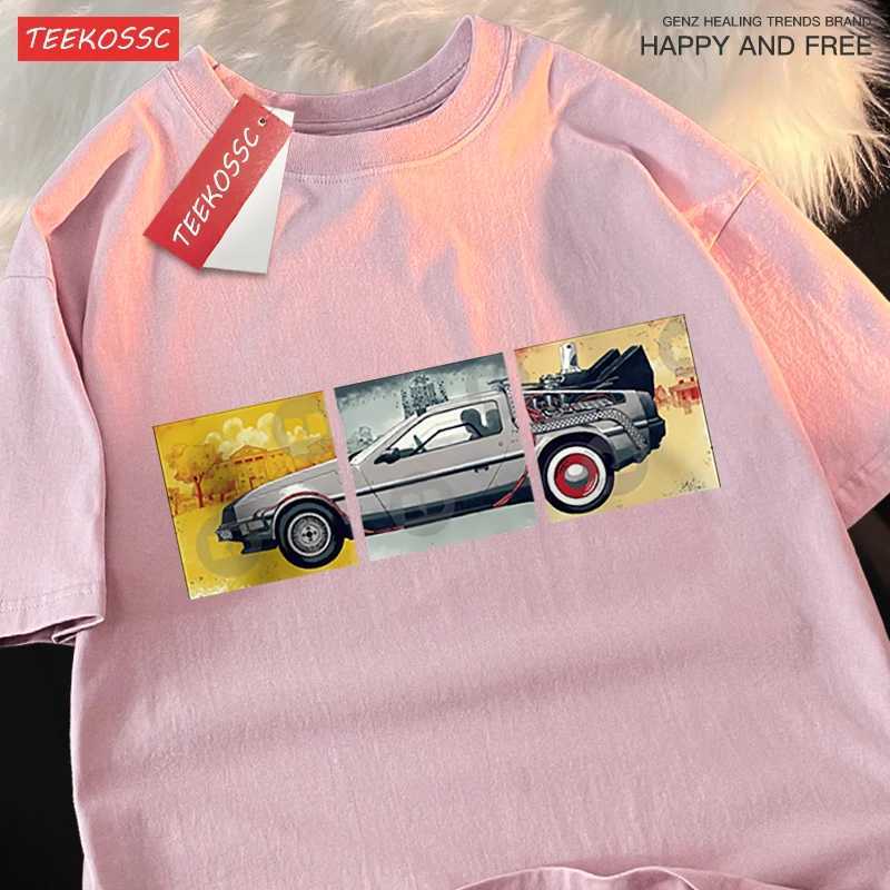 Back To The Future Movie Car T Shirt Mens Cartoons Loose Menswear Cotton Summer T Shirts Hip Hop Oversized Short Sleeve Couple M260317