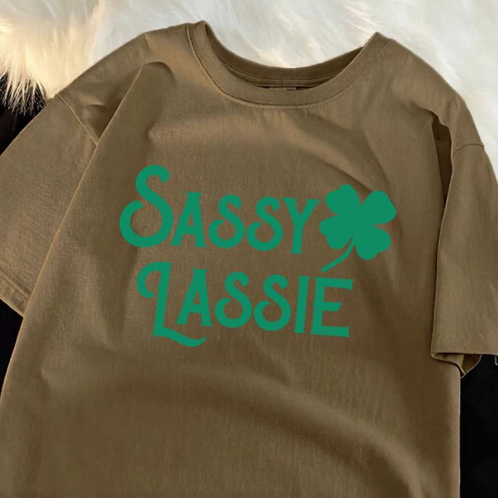 Sassy Lassie Pattern Men Simple Daily T-Shirt Summer Loose Short Sleeve O-Neck Cotton Clothes Hip Hop Casual Top All-Match Tee M260317