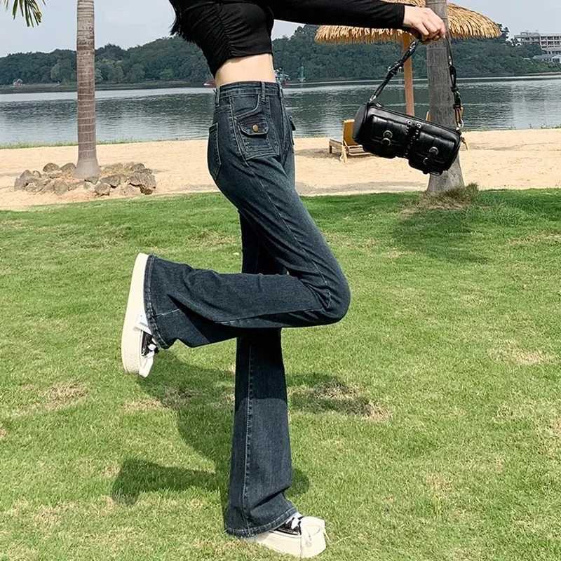 Woman High Waist Aesthetic Grunge Jeans Female Streetwear Y2kSlim Fit Wide Leg Pants s Vintage Gothic Pink Denim Trousers M260317