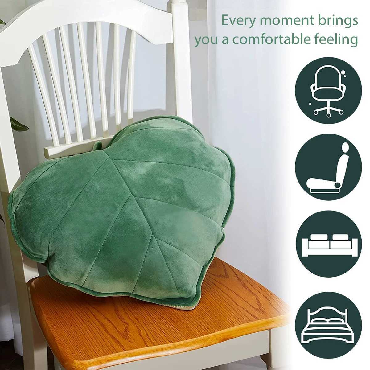 3D Leaf Throw Pillow Decorative Plant Pillow Soft Plush Leaf Shaped Cushion Novelty Plush Backrest Pillow Plant Sleeping Cushion D260317