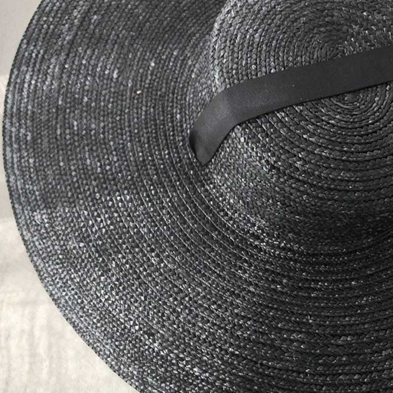 Large Wide Brim Flat Top Sun Straw Hat Fashionable Summer With Long Ribbon Hats For Women Holiday Vintage Beach Visor Cap Retro H260317 - view 5