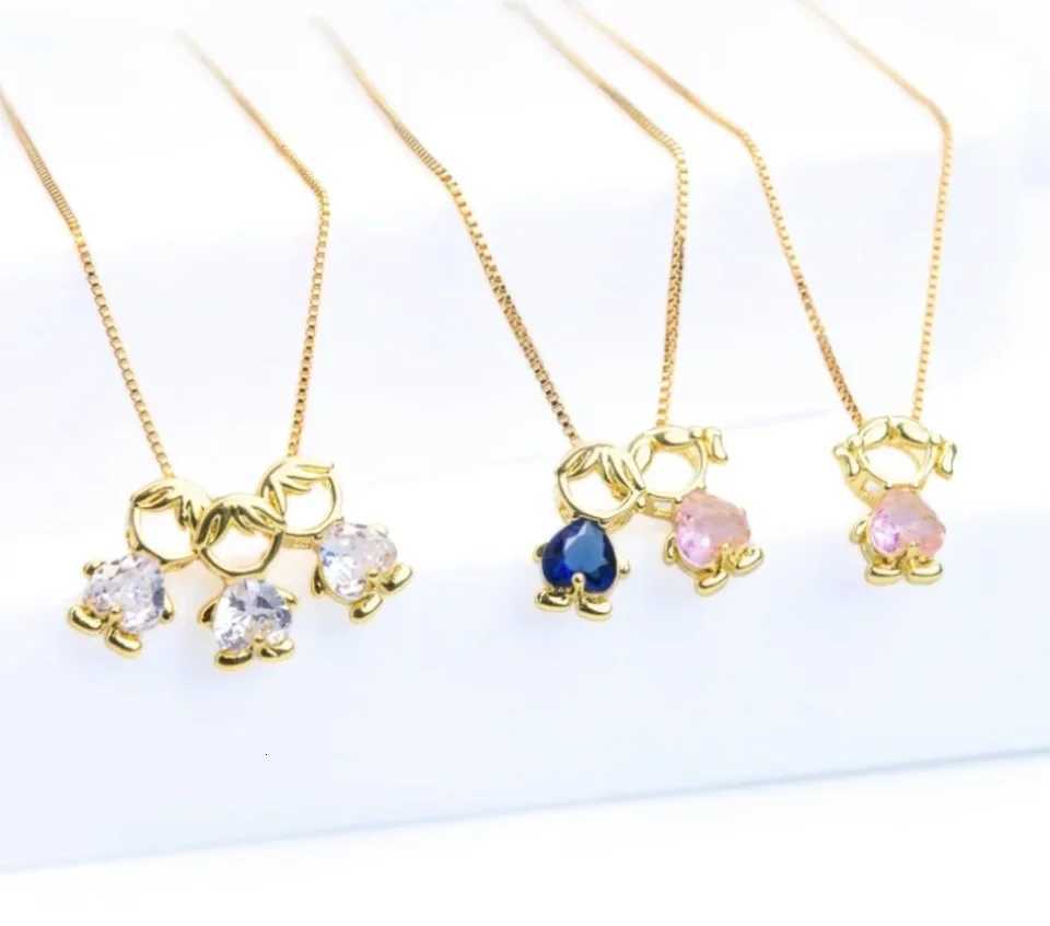 Nidin Fashion Cute Girls Boys Pendant Necklaces For Women Heart Shape Crystal Zircon Charm Clavicle Chain Jewelry Birthday GiftsXJ260317