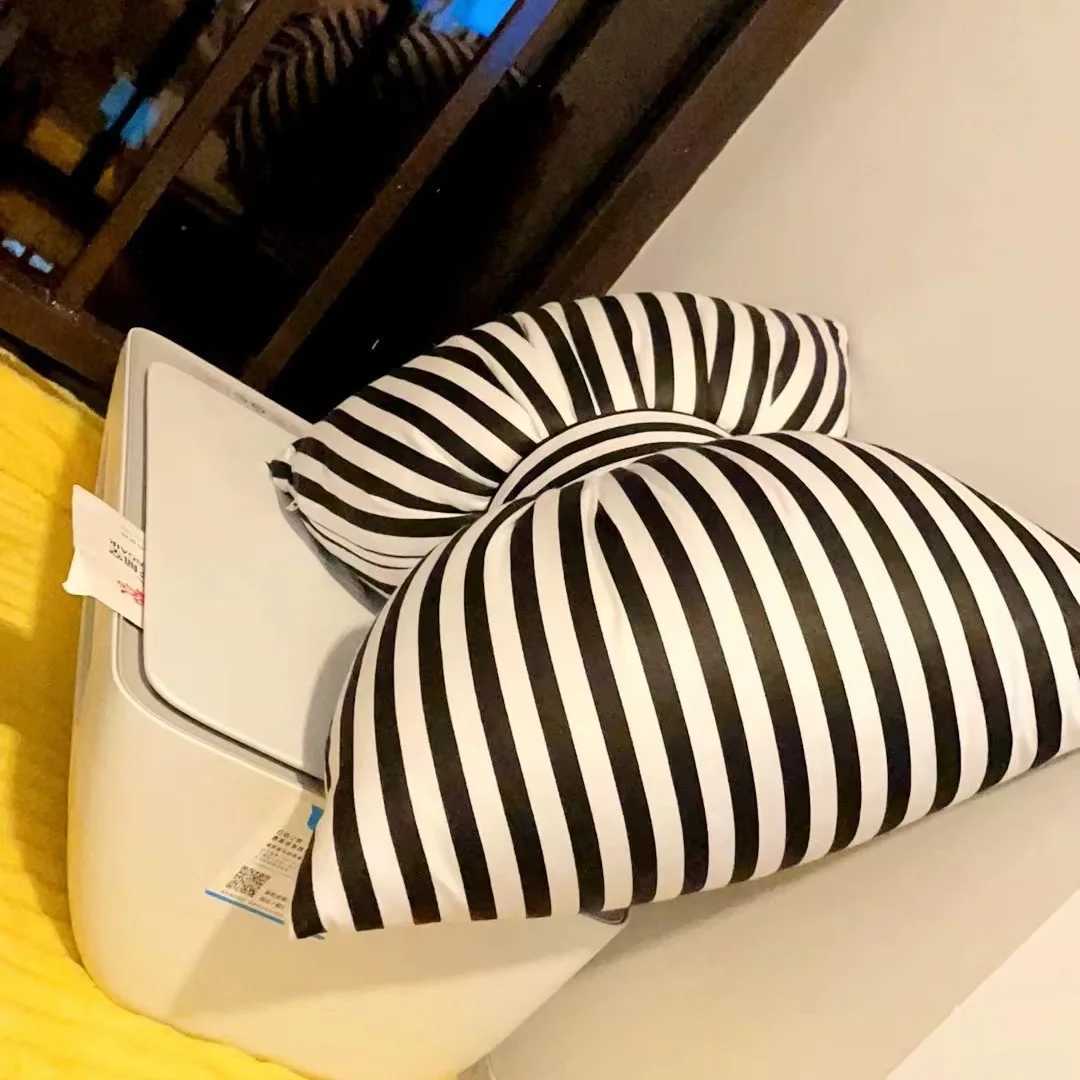25X18CM Pink Stripe Bow Cushion Sofa Back Pillow Office Lumbar Pillow Photography Cushion D260317