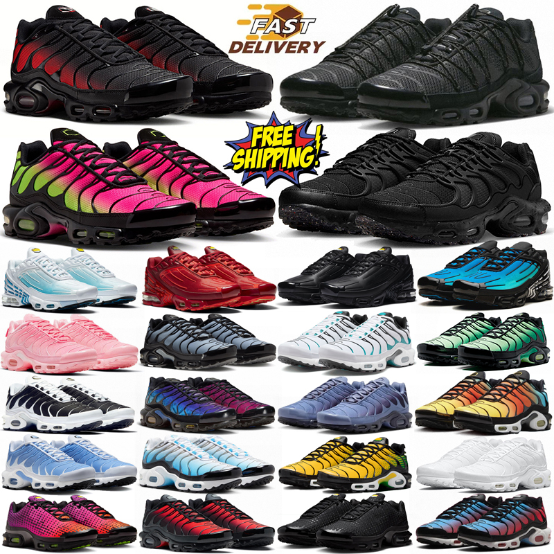 free shipping tn plus running shoes men women tns designer sneakers triple black white mens outdoor sports trainers