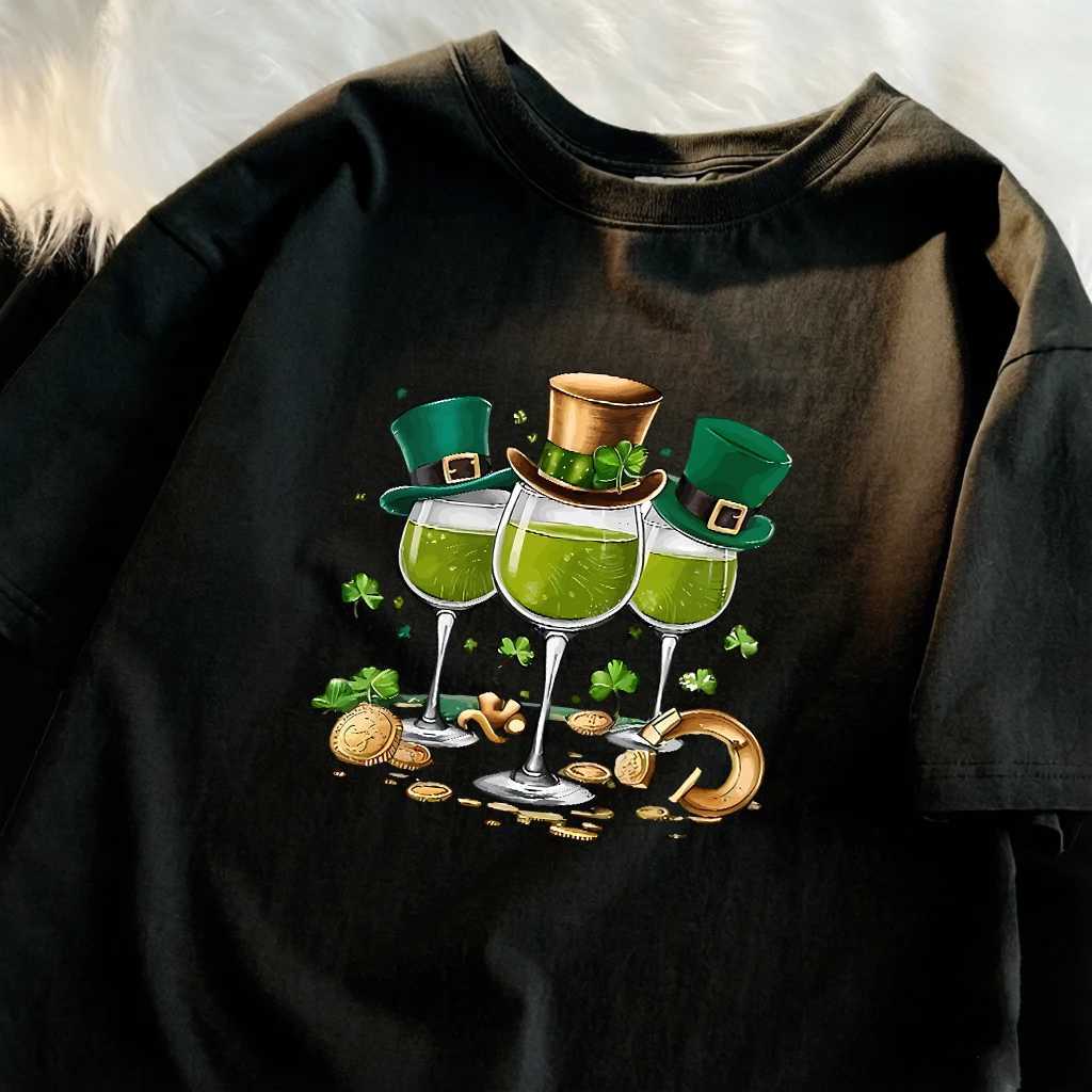 St PatrickS Day Drinks Pattern Men Daily T-Shirts Cotton Multicolor T Shirt Hip Hop Summer Short Sleeve Soft All-Match Clothes M260317