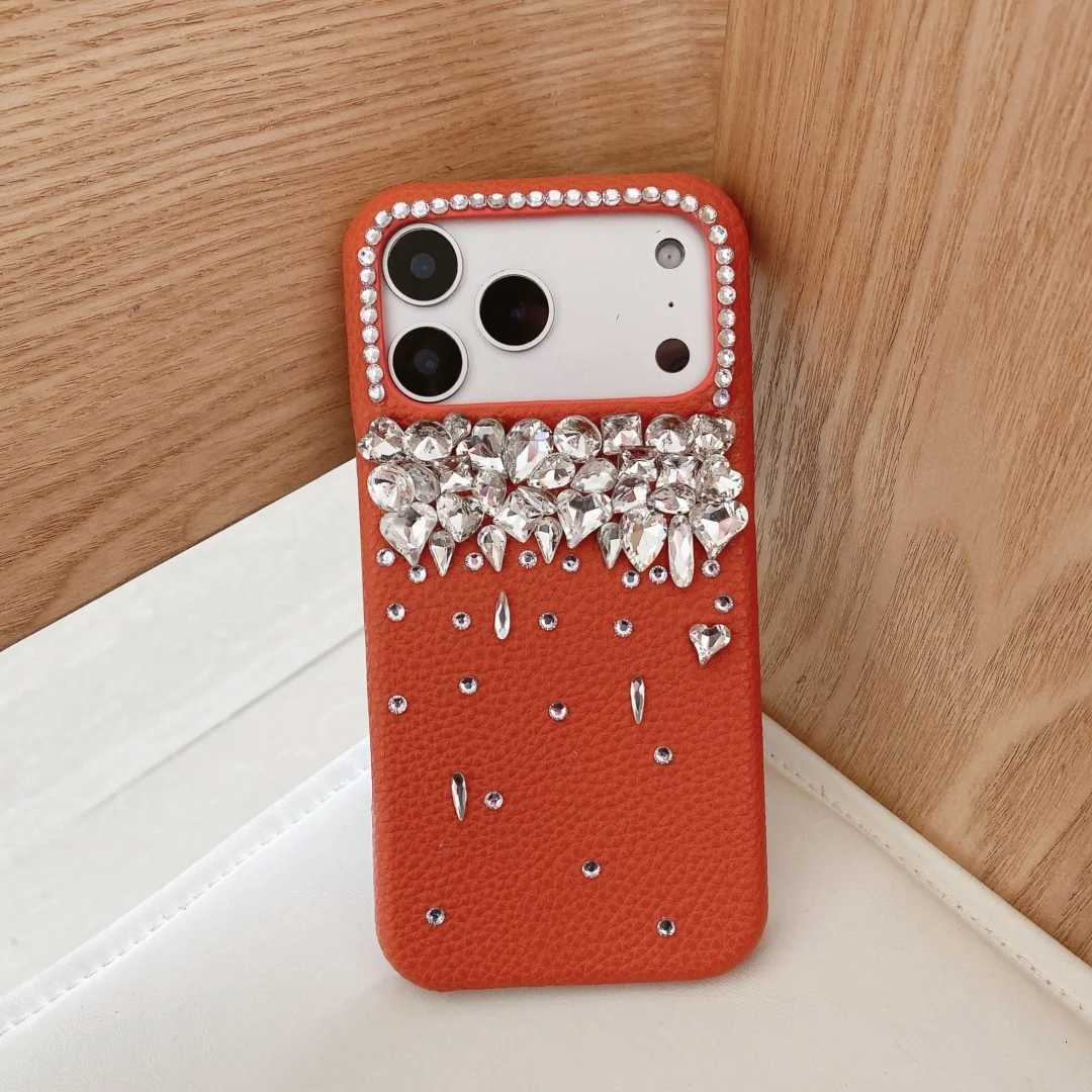 3D Orange Crocodile Pattern Luxury Rhinestone Case for IPhone 17 Pro Max 15 14 13 12 16 Pro Max 17 air Diamond Cust Hard Cover C260314