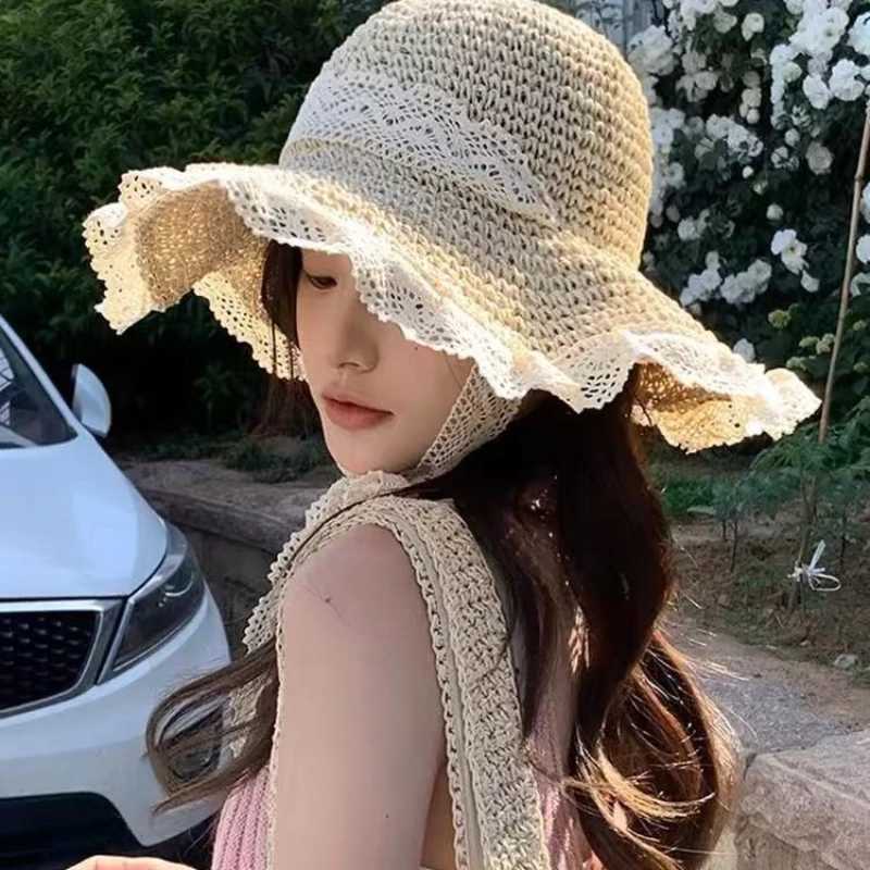Women Sun Hat Wide Large Brim Beach Hats Womens Summer Straw Hat Foldable Sun Hat Chapeau Femme Beach UV Protection Cap H260317 - view 6