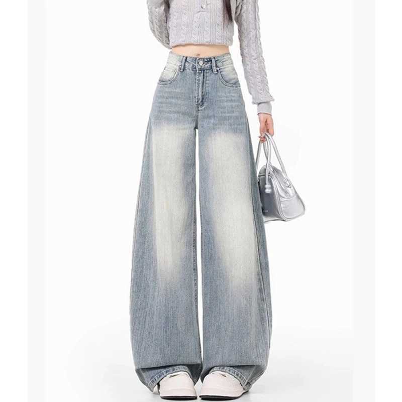 Female Baggy Solid Wide Leg Jeans Hot Sale s High Waist Denim Trousers 2025 Women Fashion Casual Daily Pants M260317