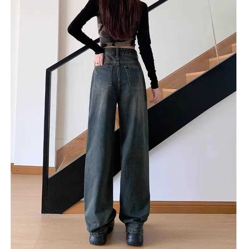 Female Thin High Waist Straight Leg Jeans s Classic Vintage Solid Baggy Denim Trousers New Lady Fashion Casual Pants M260317