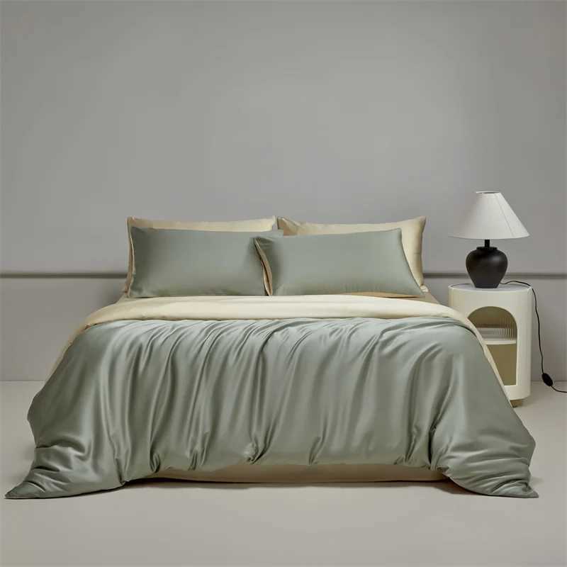 Four piece set of natural silk solid color bedding ice silk smooth nude sleeping bedding D260317