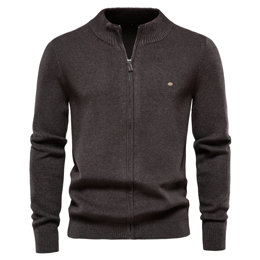 Autumn Winter New Shirt Cardigan Men's Sweater Zipper Solid Color Knitwear Quality Polo Hoodie Men's Clothing