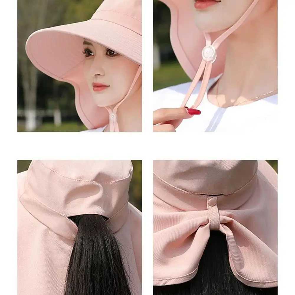 Sun Hat For Women With Neck Flap UPF 50 UV Protective Hiking Beach Shawl Sunscreen Cap Wide Brim Ponytail Travel Fisherman Hat H260317 - view 6