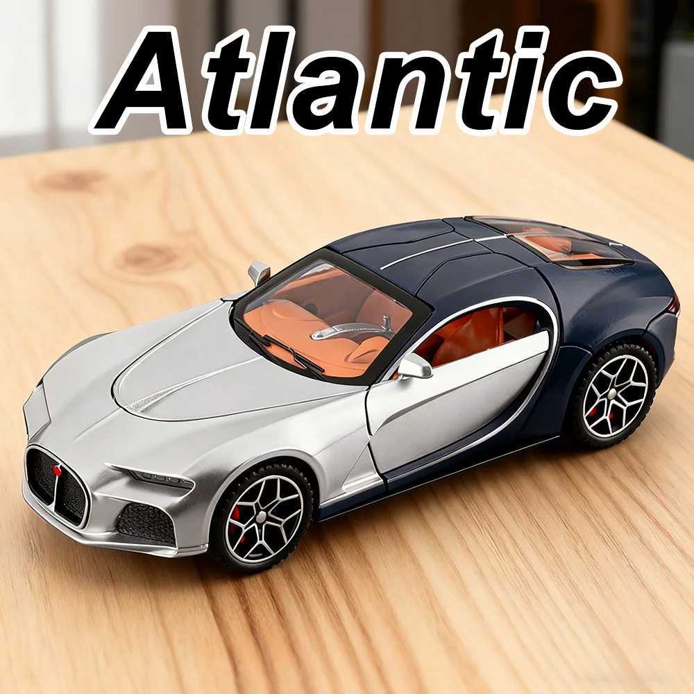 132 Atlantic Tourbillon Car Model Alloy Diecast Toys Doors Opened Sound Light Pull Back Miniature Models Office Table Ornaments D260317