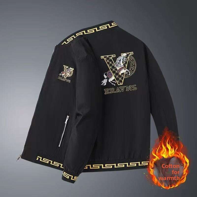 Embroidered Jacket For Men, New Trendy Heavy-Duty European Style Fashion Baseball Jacket, Men's Coat