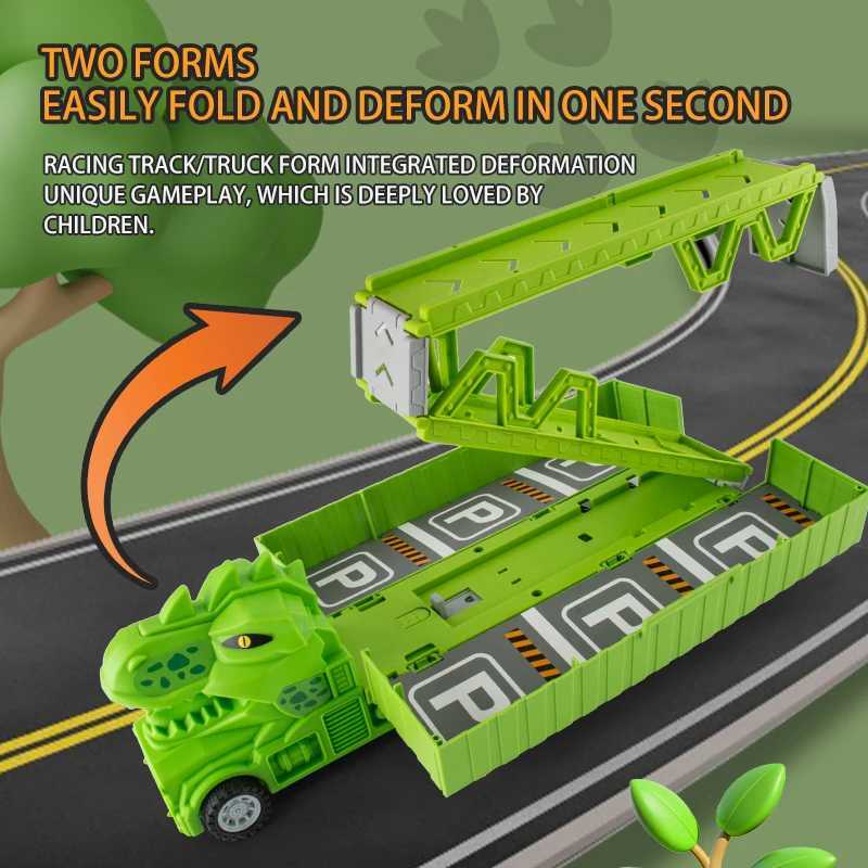 Large dinosaur container car set Folding rail car Childrens storage car toy ejection car Boys birthday gift June 1 Childrens Y260316