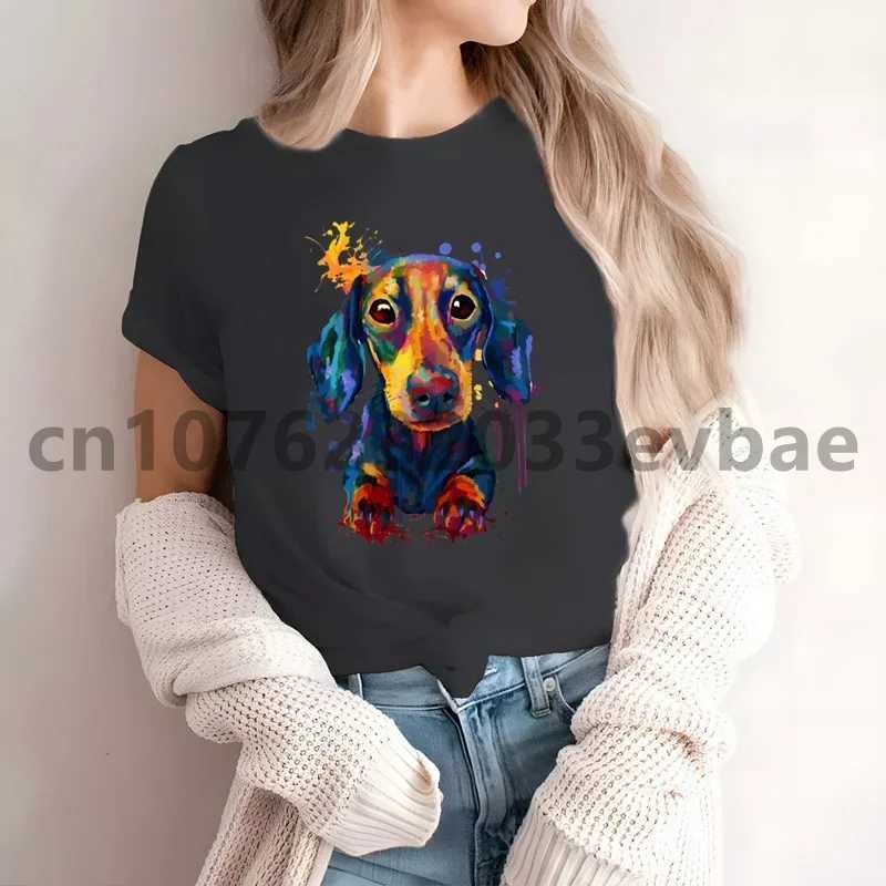 Dachshund Teckel Cute Dog Womens Casual Ladies Clothes High-fashioned Short-sleeved T-shirt Womens Shirt M260317
