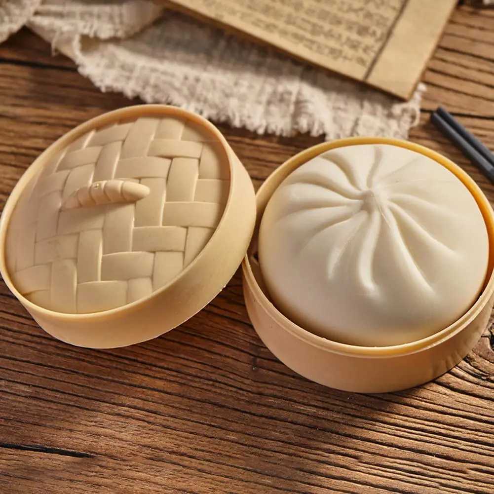 Colorful Dumpling Squishes Stress Balls Fidget Sensory Toys Simulation Food Squishies Bun with Steamer Squeeze Dough Ball Gifts H260324