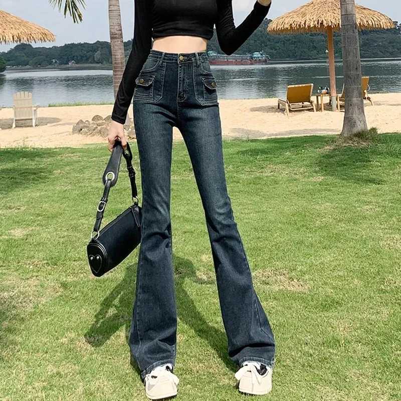 Woman High Waist Aesthetic Grunge Jeans Female Streetwear Y2kSlim Fit Wide Leg Pants s Vintage Gothic Pink Denim Trousers M260317