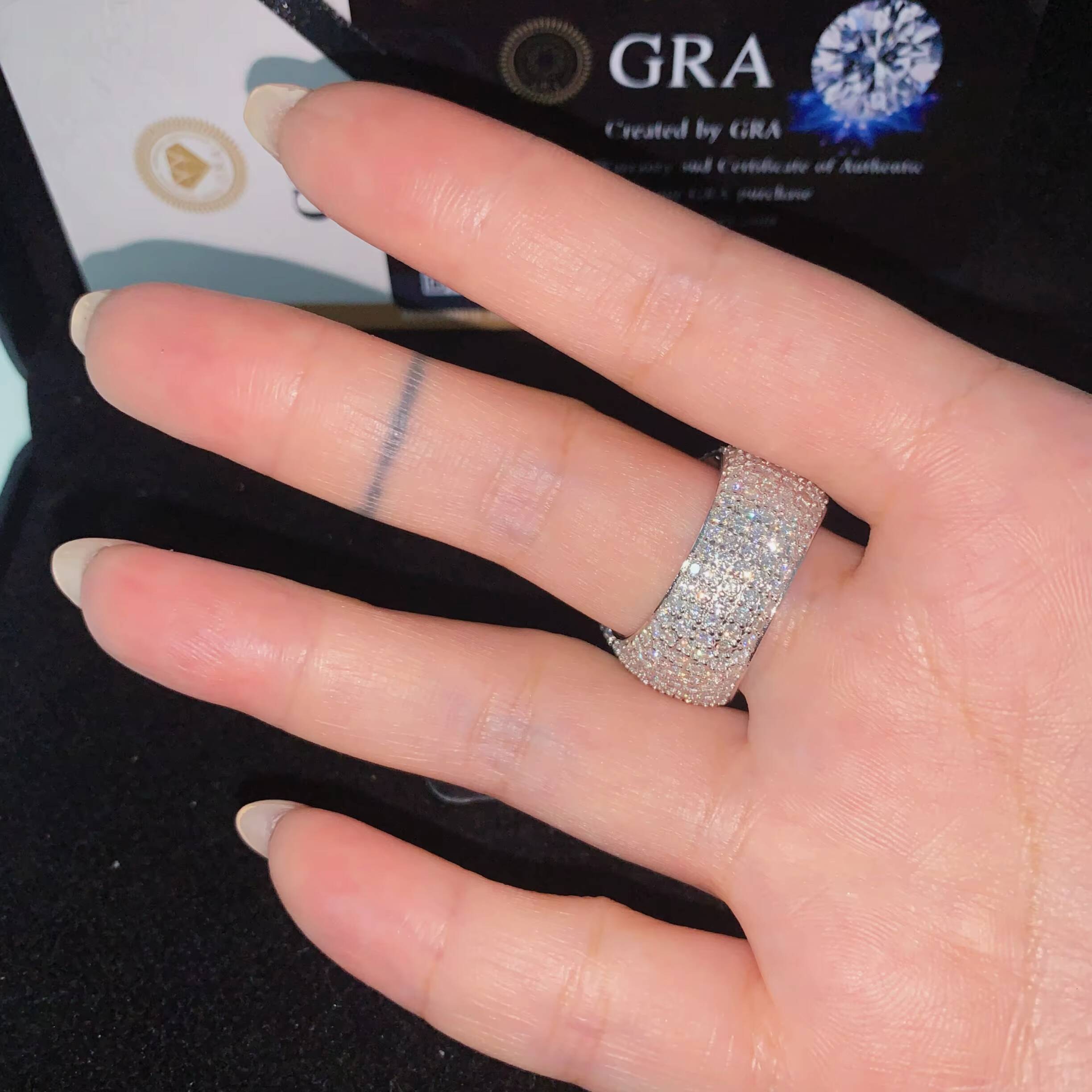Full Iced Out Bubble Edge Championship Ring GRA 925 Solid Silver Moissanite Ring Iced Out Ring Men Diamond Ring Circle Ring