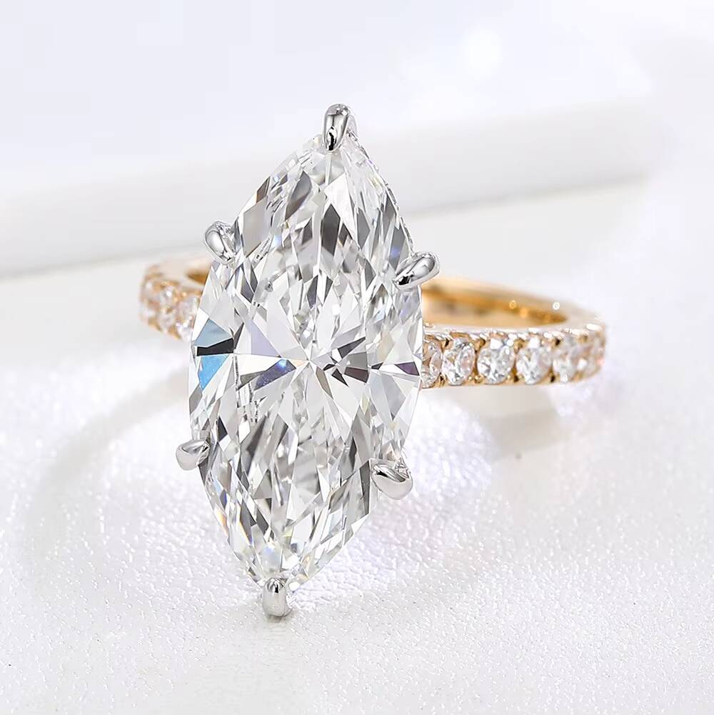 IGI Marquise Cut Lab Grown Diamond 10K 14K 18K Gold Ring Custom Fashion Ring for Wedding Engagement Classic Anniversary Jewelry