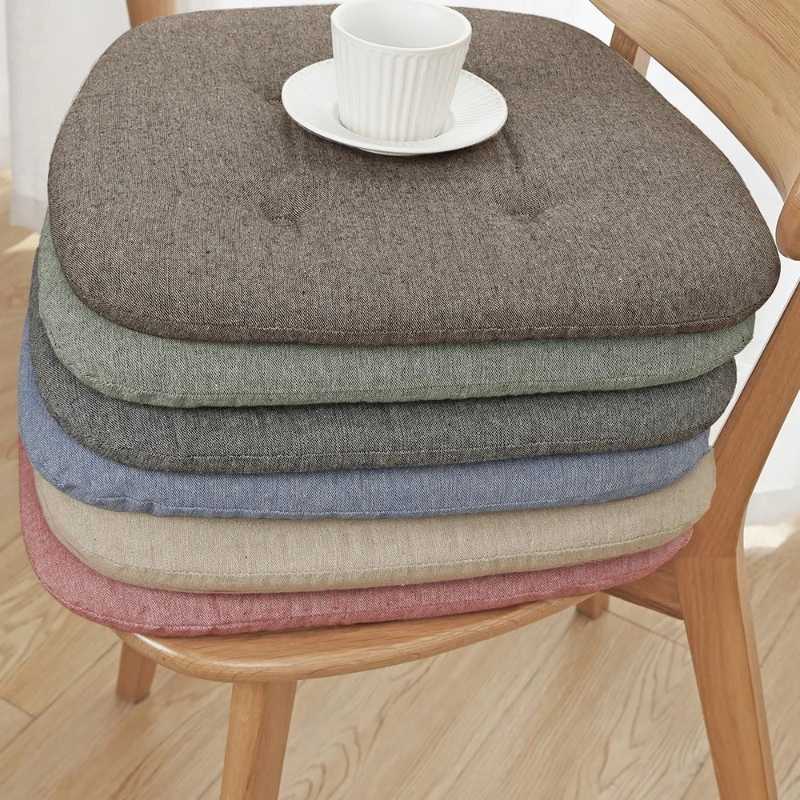 Universal Dining Chair Cushion Thickened Keep Warm Cotton Linen Seat Pad Horseshoe Shape Breathable All Season Home Use Cushion D260317