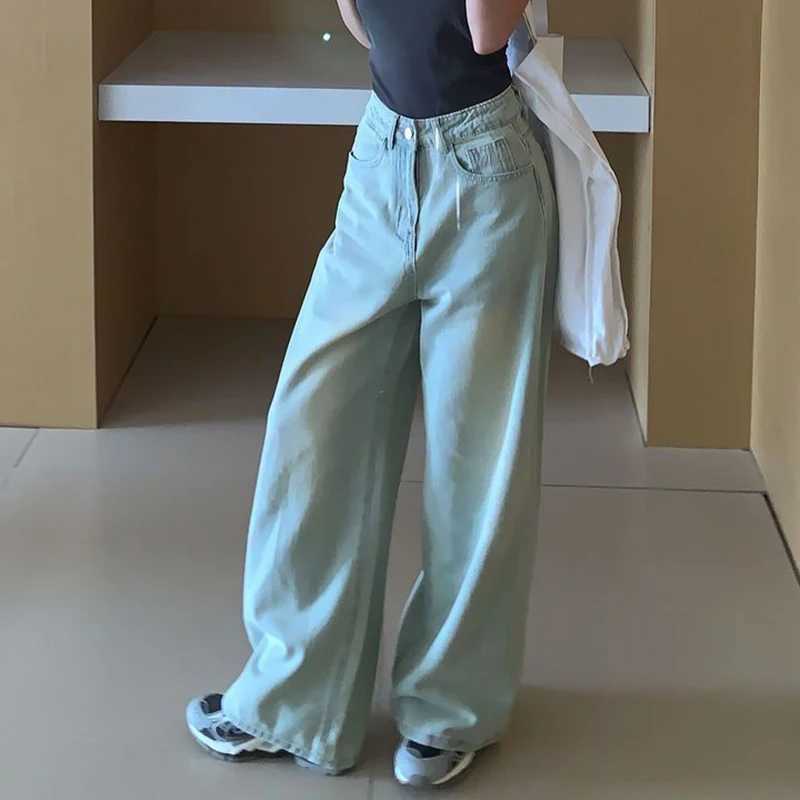 2025 Female Retro Designer High Waist Jeans Women Solid Casual Denim Trousers s Classic Fashion Wide Leg Pants M260317