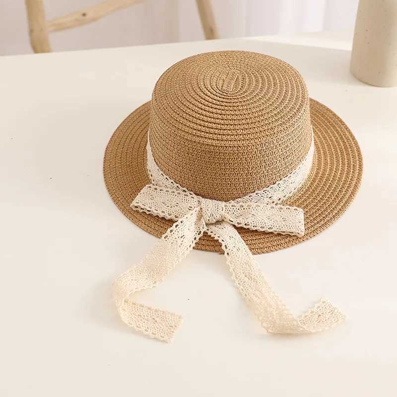 Cute Bow Streamer Girls Straw Hat Spring Summer Breathable Sunshade Kids Sun Hat Outdoor Travel UV Protection Children Panama H260317 - view 7