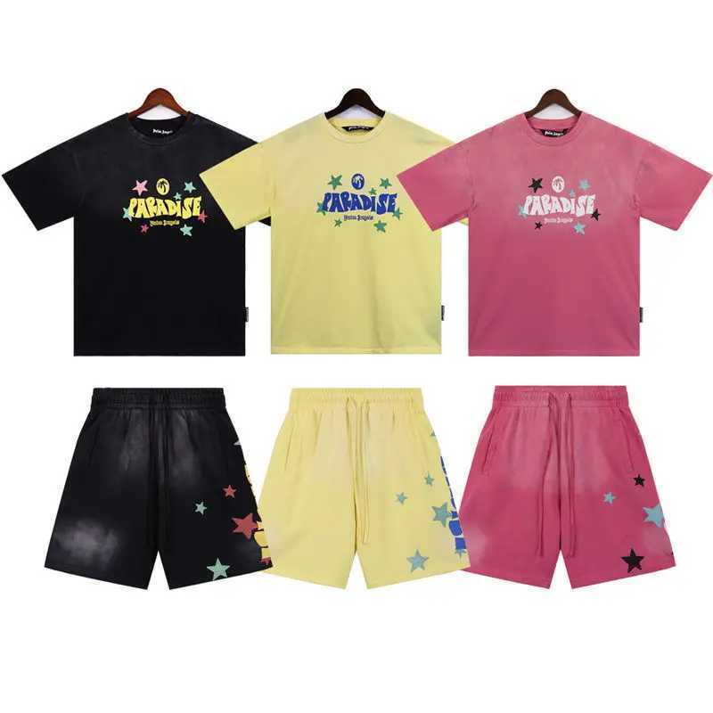 American Trendy Brand Fashion Large Size Mens Pure Cotton Letter Printing Short-sleeved T-shirt Summer Casual Shorts Set X260316
