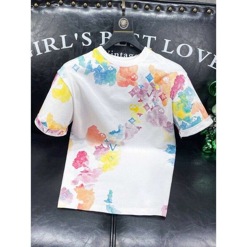 European Style Printed Fashion Round Neck Short-Sleeve T-Shirt For Men Trendy Brand Unique Design Summer New Model Men's Loose Fit Half-Sleeve Lu