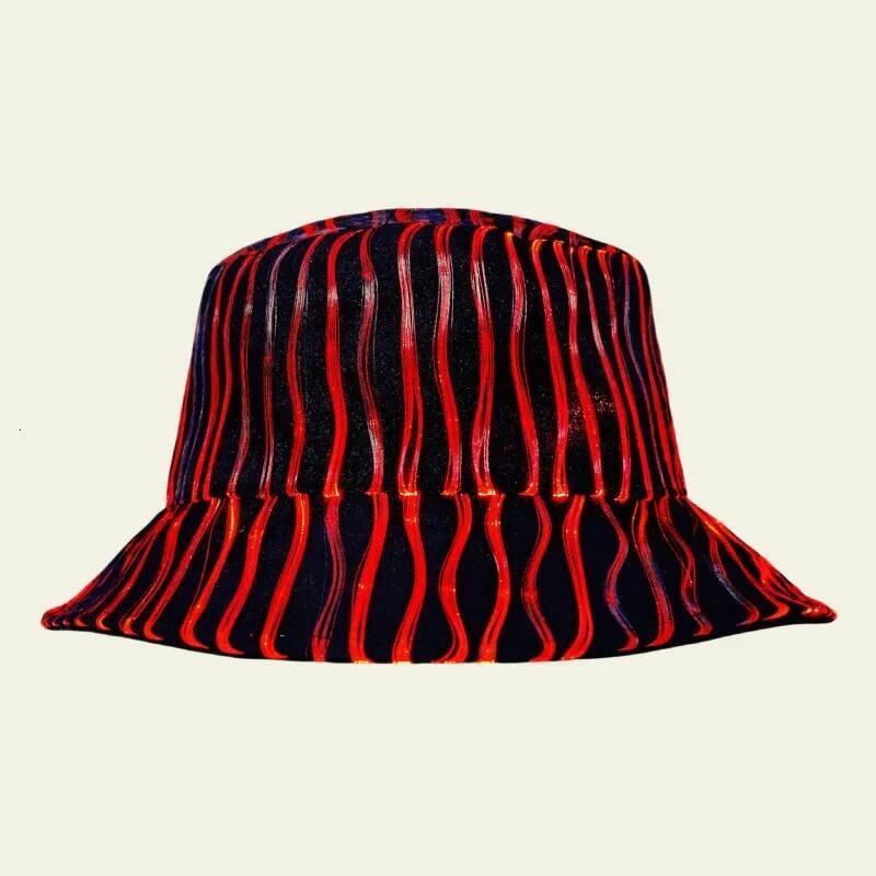 New Arrival Colorful LED Intelligent Luminous Night Club Cap Men Women Y2K High Street Optical Fiber Fabric Bucket Hat gorros