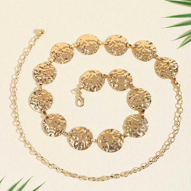 Elegant Ladies Metal Waist Gold Chain Belt Round Irregular Body Chain Sexy Accessory Beho Adjustable Belts For Women Punk H2603161 - view 6