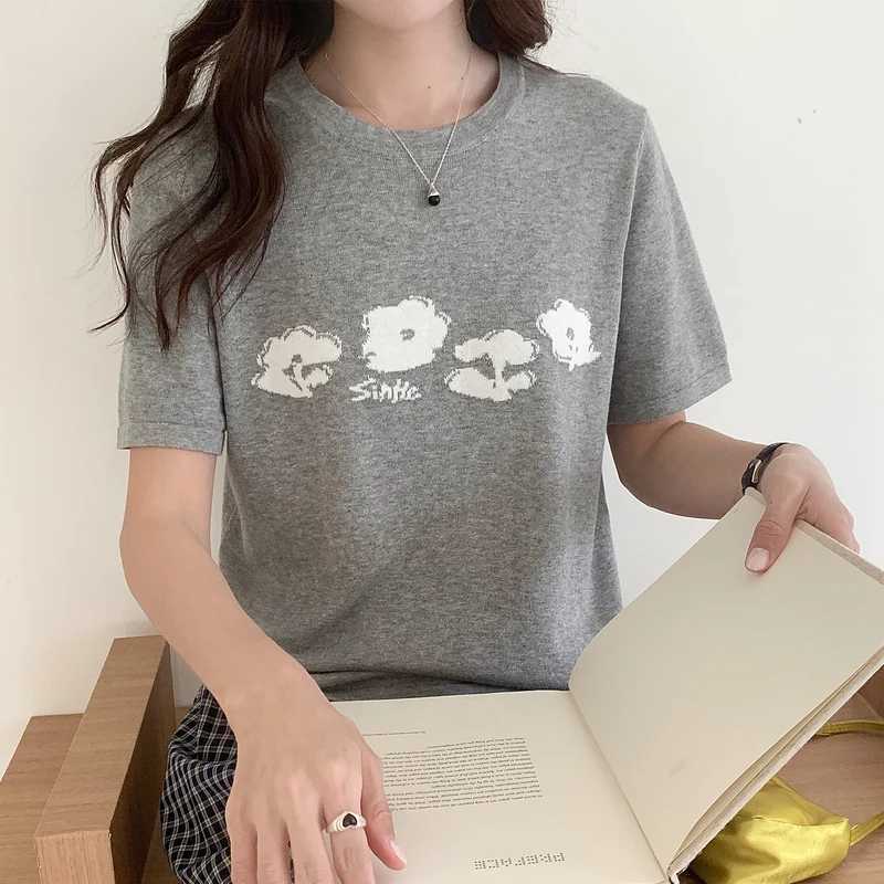 Summer Womens 100 Cotton T-shirt Basic Knitted Short Sleeve Loose Top Fashion Bottom Hot Selling Casual Wear M260317