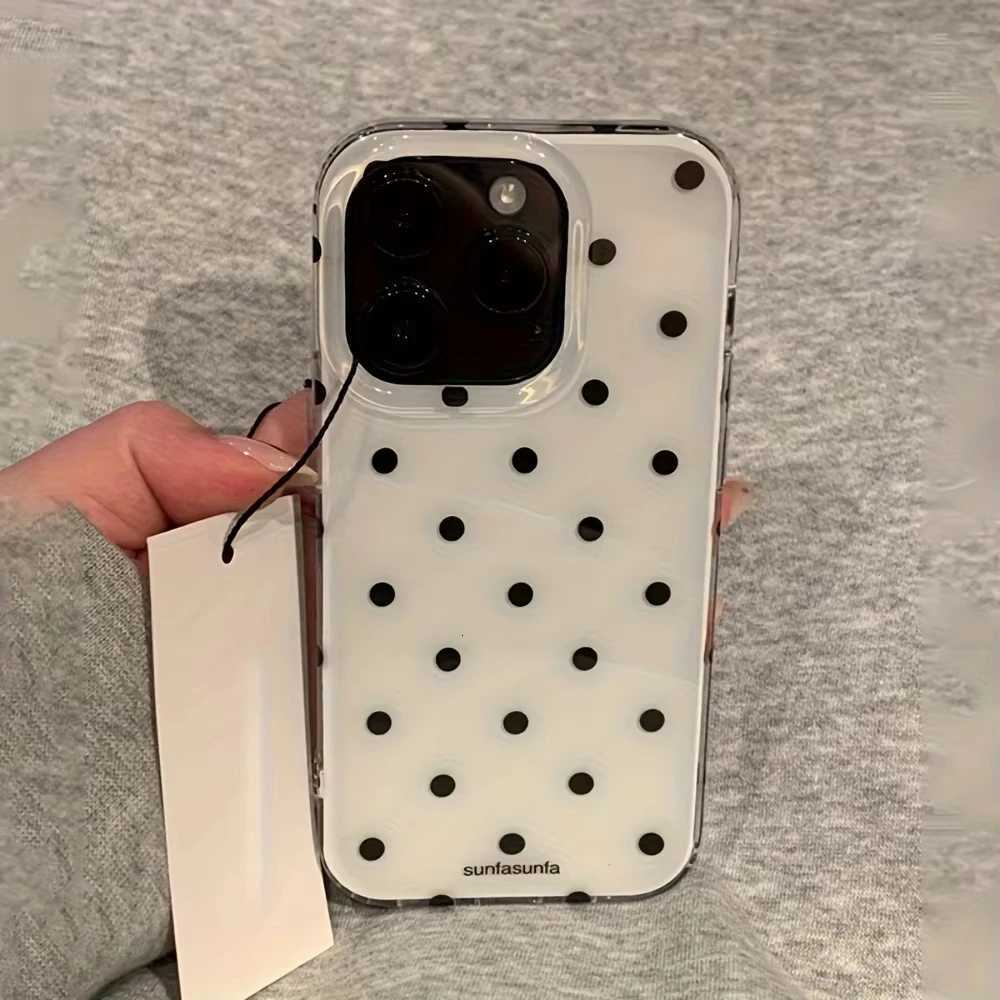 Minimalist Black White Polka Dot Phone Case For iPhone 17 Air 16 Pro Max 15 14 Plus 13 12 Mini 11 Shockproof Silicone Back Cover C260314