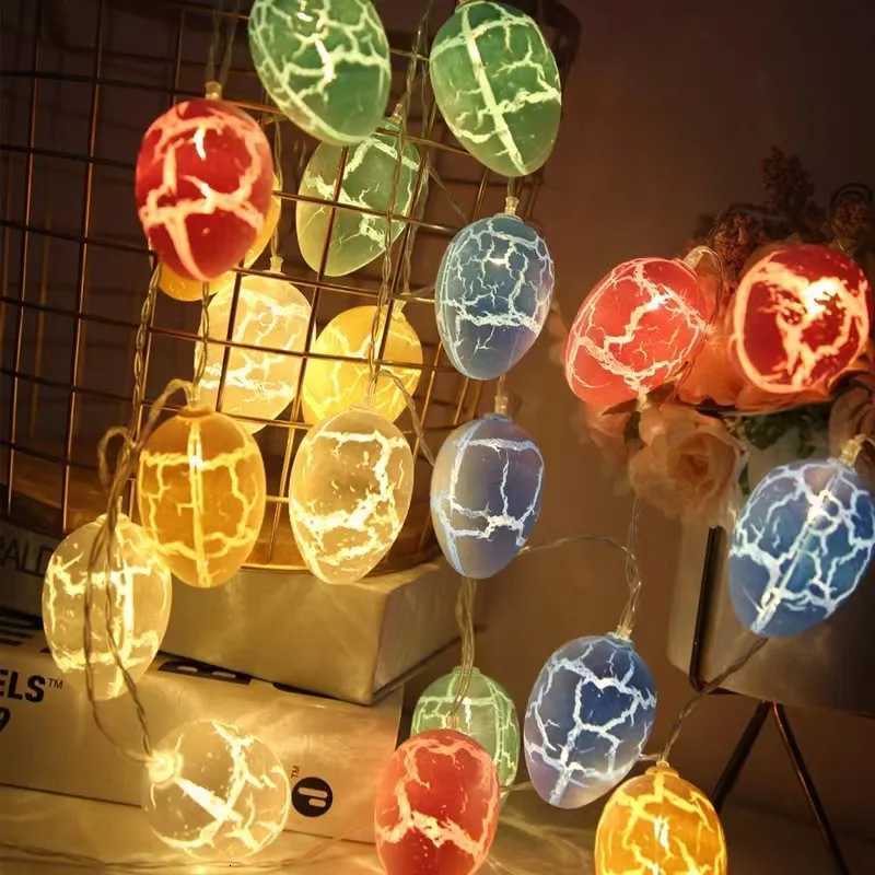 Easter Colorful Crack Eggs Light Strings Pastel Lights for Easter Party Indoor Decor Egg Shaped Lantern String Bunny Easter Deco H260316