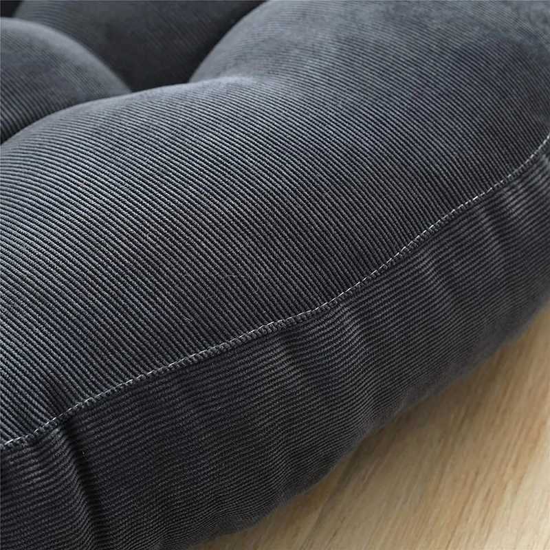 Round Large Floor Seat Pillows Gray Tufted Corduroy Cushions for Outdoor Yoga Tatami Chair Pad Casual Seating Reading Cushion D260317