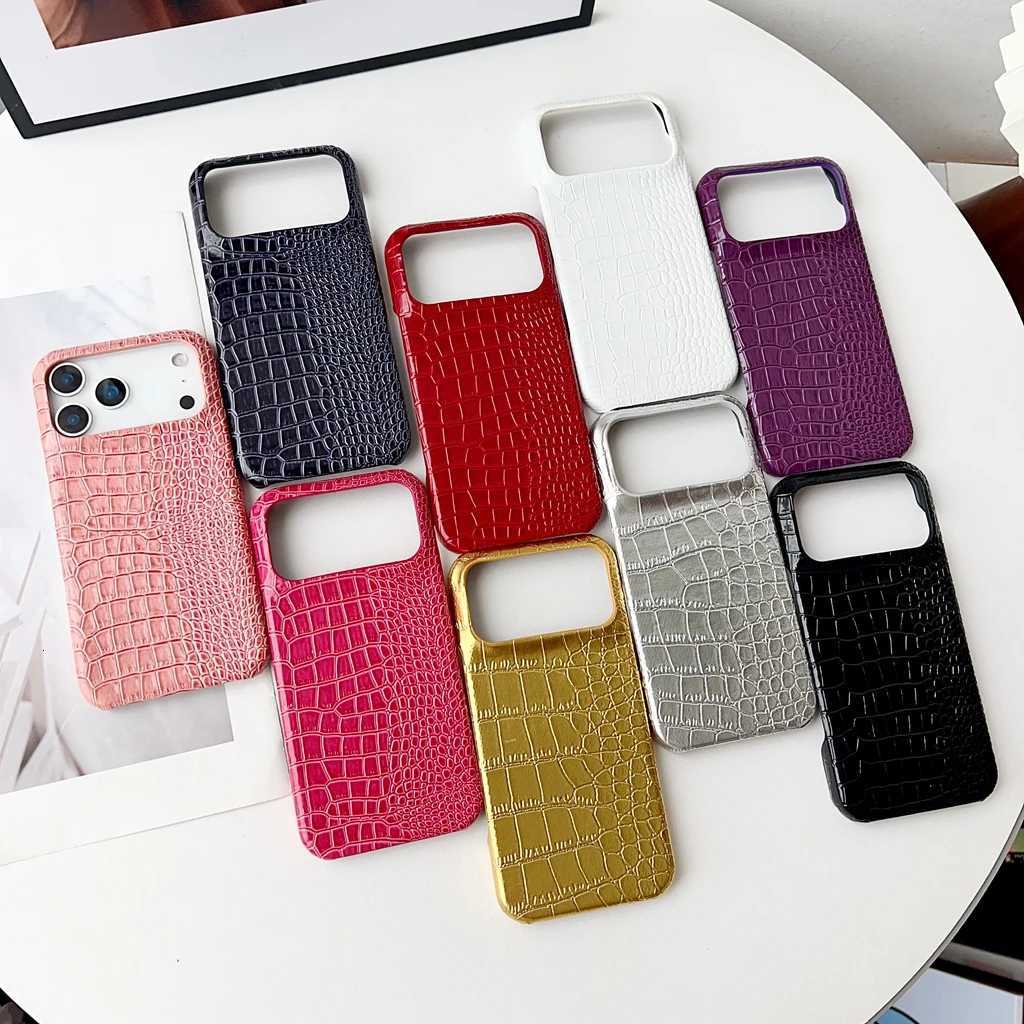 Advanced Solid Color Glossy Crocodile Skin Pattern Shockproof Protective Phone Cover Case for iPhone 17 16 15 14 Pro Max 17Air C260314