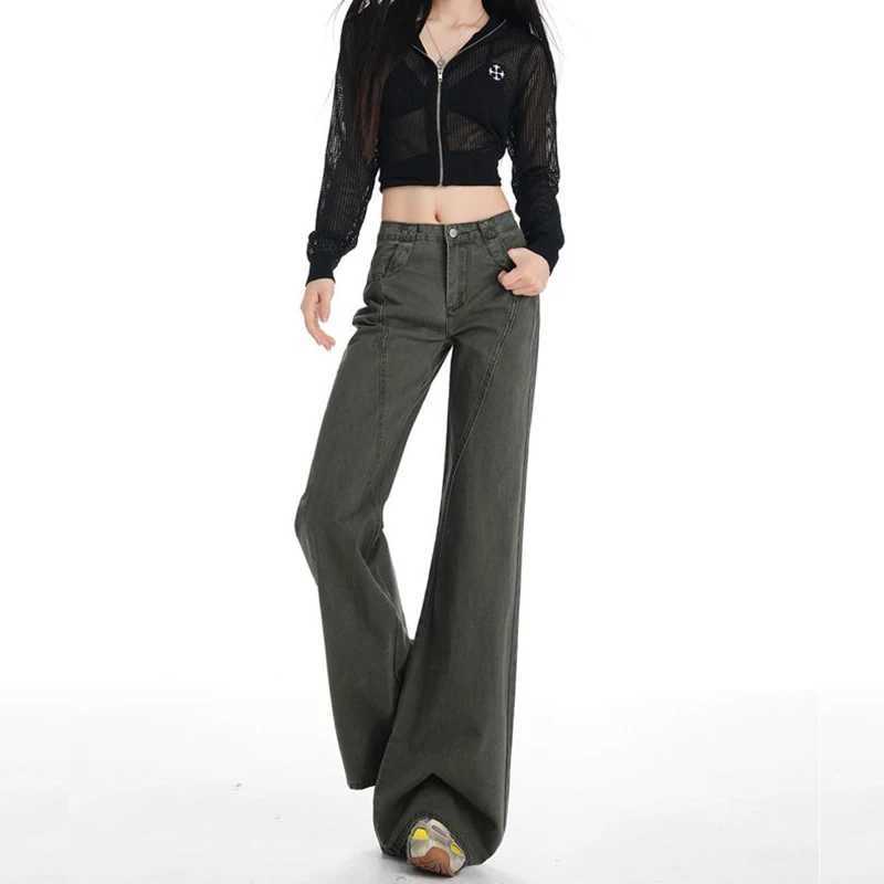 High Street Female Solid Baggy Casual Jeans Women Straight Leg Cargo Pants s Retro Korean High Waist Denim Trousers M260317