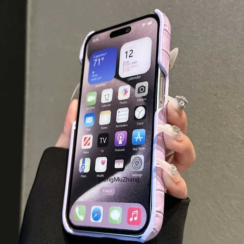 Purple Crocodile Pattern Luxury Rhinestone Shockproof Case for IPhone 15Pro Max 14 13 12 Prax Cust Wem Girl Cover C260314